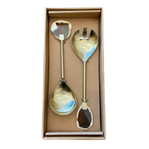 Kit de servir com pedra de Ágata ouro